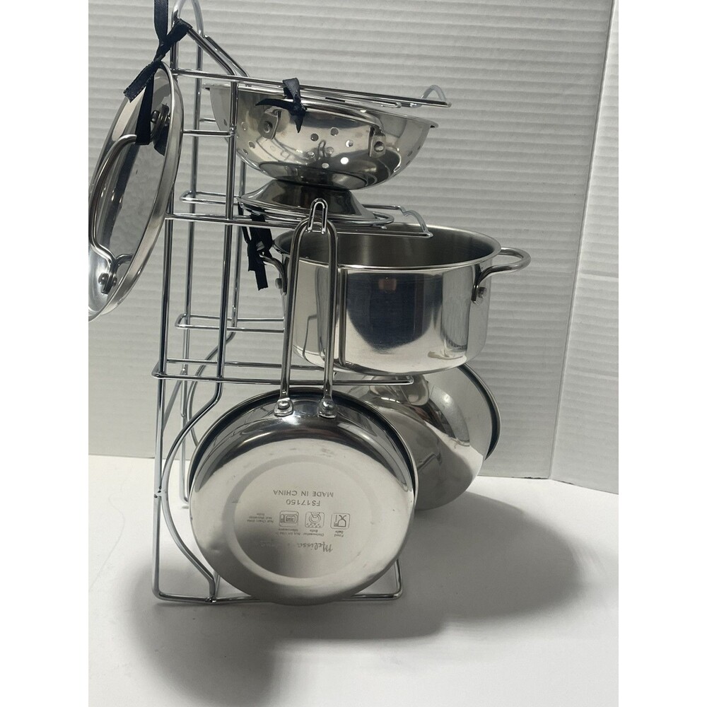 Melissa & Doug Pots & Pans Set 6 Piece Stainless Steel Pretend Play Cooking